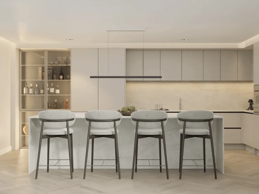 Handleless Collection kitchen view 6