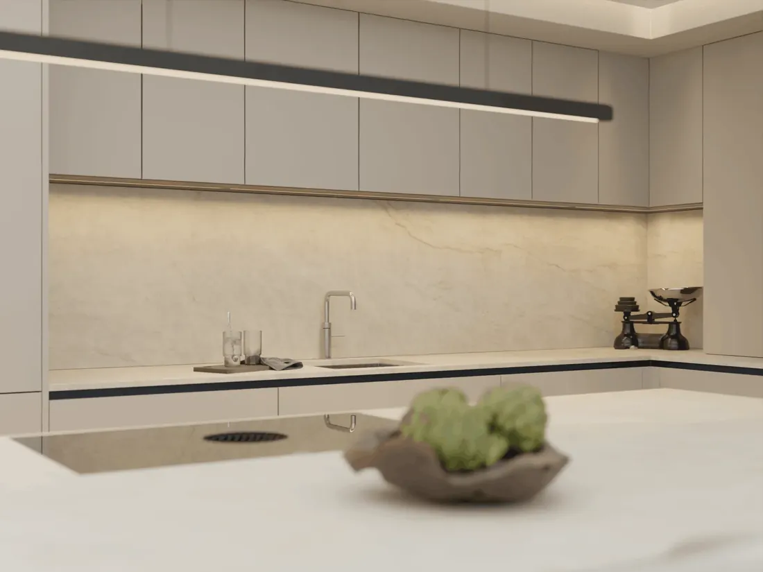 Handleless Collection kitchen view 3